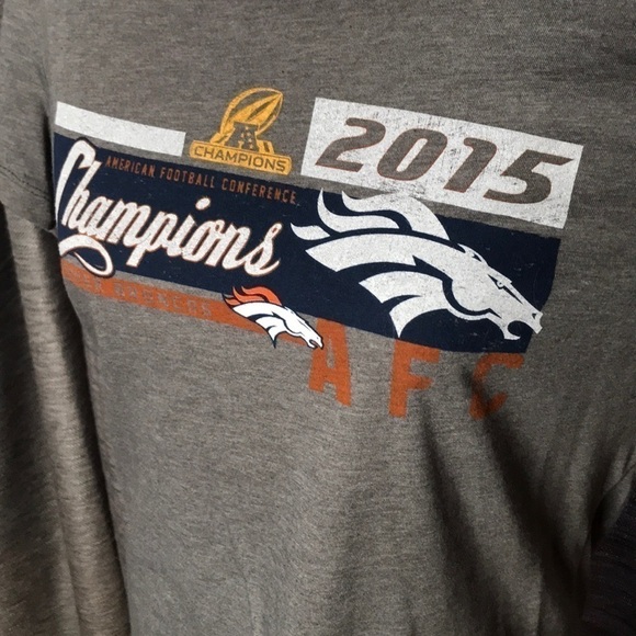 DENVER BRONCOS AFC CHAMPIONS 2015 LARGE GRAY SHORT SLEEVED T-SHIRT - Picture 2 of 5